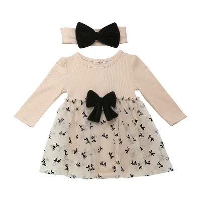 Baby Starters Girls 2-pc. Long Sleeve Fitted A-Line Dress