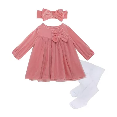 Baby Starters Girls 3-pc. Long Sleeve Cuffed A-Line Dress