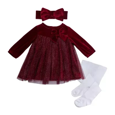 Baby Starters Girls 3-pc. Long Sleeve Cuffed A-Line Dress