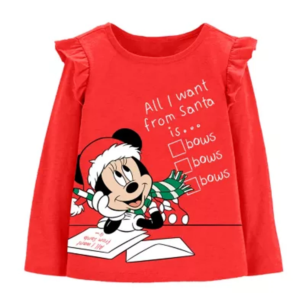 Xtreme Toddler Girls Crew Neck Long Sleeve Minnie Mouse Graphic T-Shirt