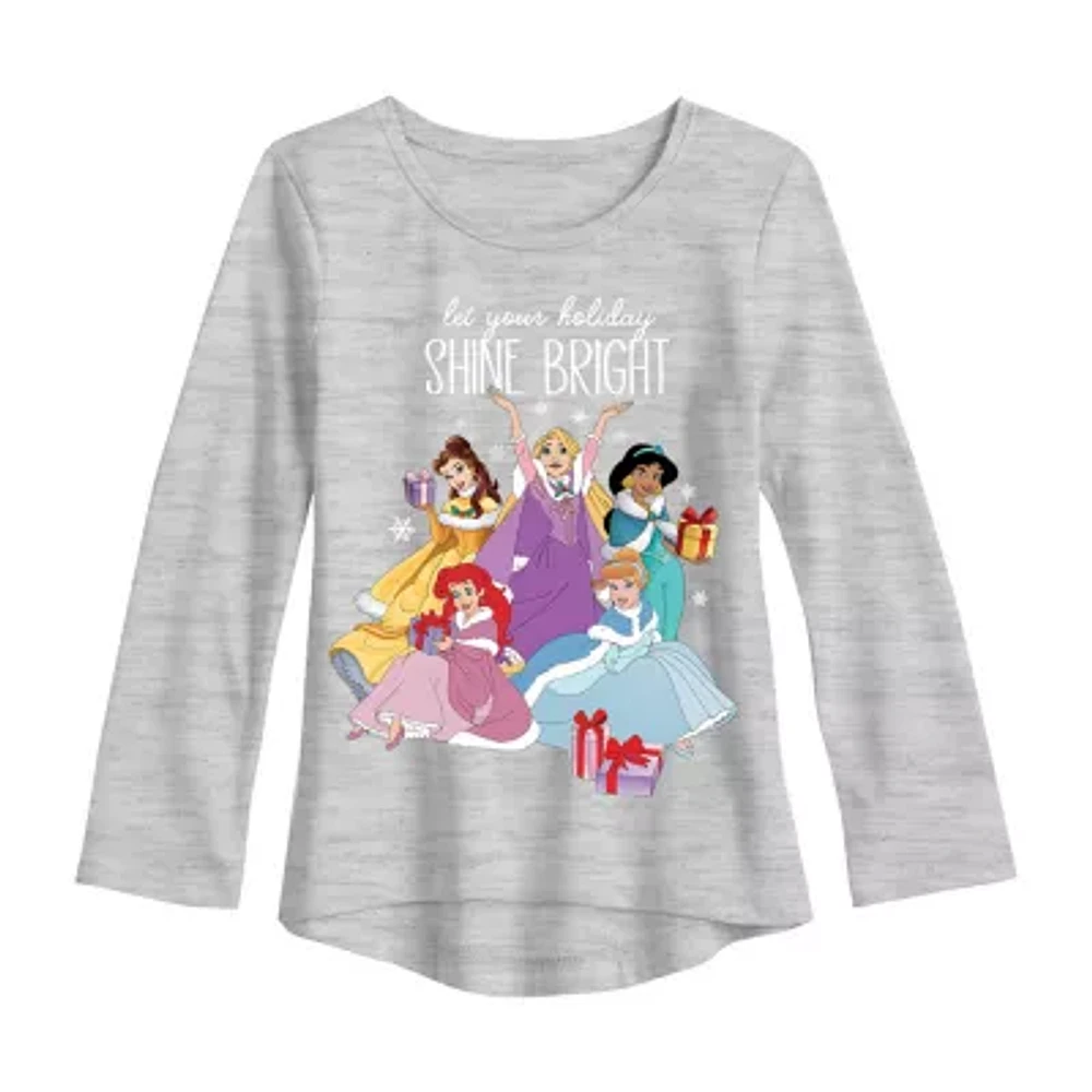 Xtreme Toddler Girls Crew Neck Long Sleeve Princess Graphic T-Shirt