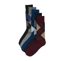 Stafford Casual Dress Poly Blend 5 Pair Crew Socks Mens