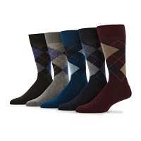 Stafford Casual Dress Poly Blend 5 Pair Crew Socks Mens