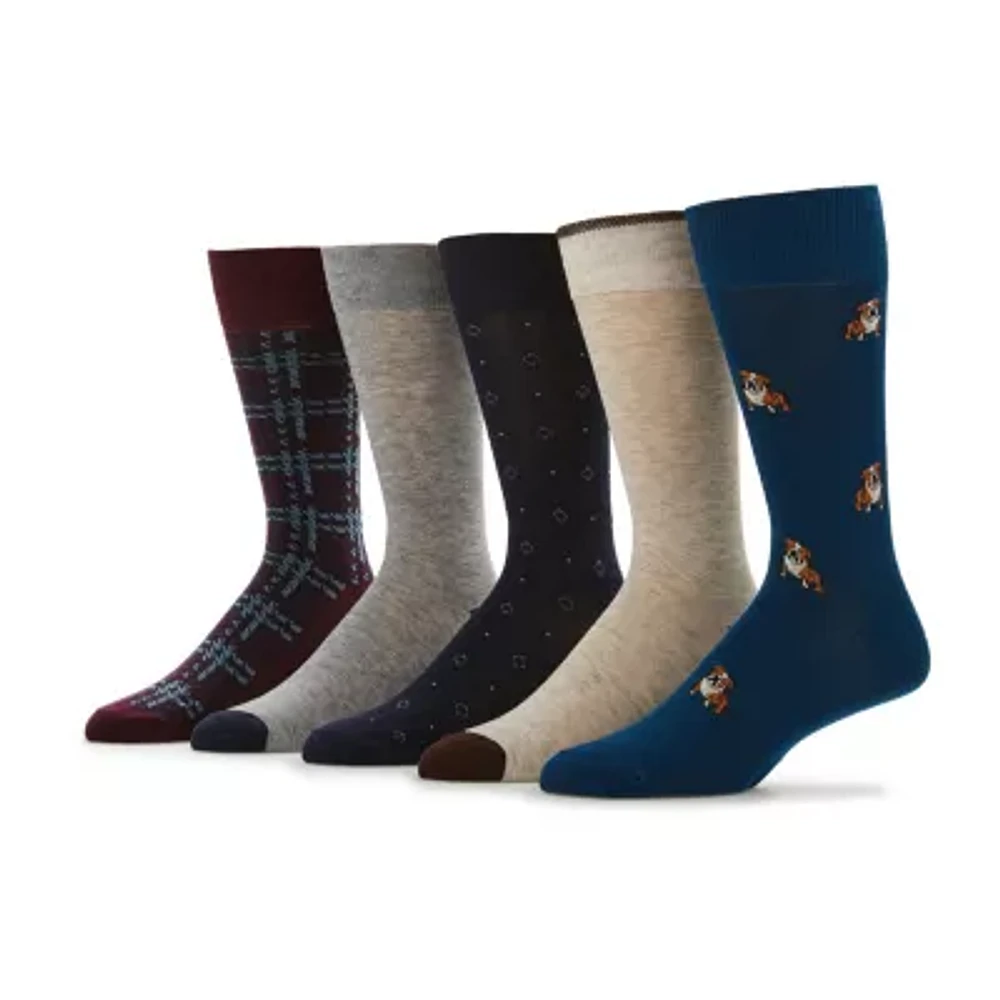 Stafford Casual Dress Poly Blend 5 Pair Crew Socks Mens