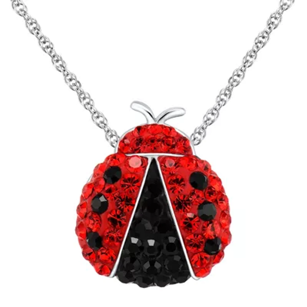 Sterling Silver Crystal Lady Bug Pendant