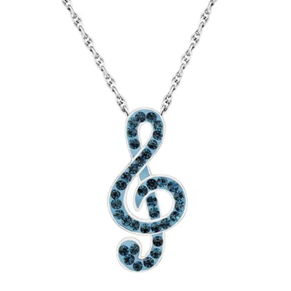 Sterling Silver Crystal Music Treble Clef Pendant