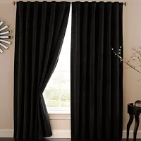 Eclipse Bradley Absolute Zero Velvet Back Tab 100% Blackout Single Curtain Panels