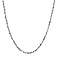 14K White Gold Glitter 1.8mm Rope Chain Necklace