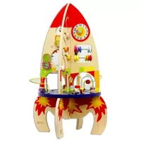 Classic Toys Classic Toy Wooden Multi-Activity Rocket Playset Toy Playsets