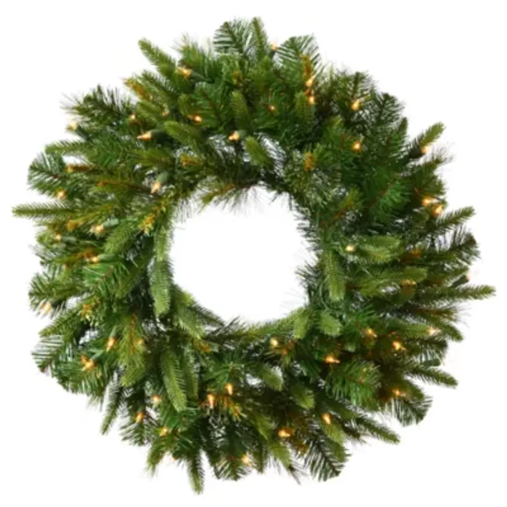 Vickerman 30" Cashmere Christmas Wreath with 30 Warm White Battery Operated LED Lights "