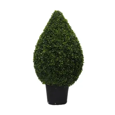 Vickerman 36" Hx20" D Boxwood Teardrop Shaped Bush in a Black Planters Pot  UV Resistant