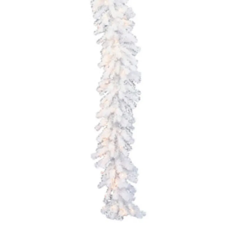 Vickerman 9' Crystal White Spruce Christmas Garland Unlit