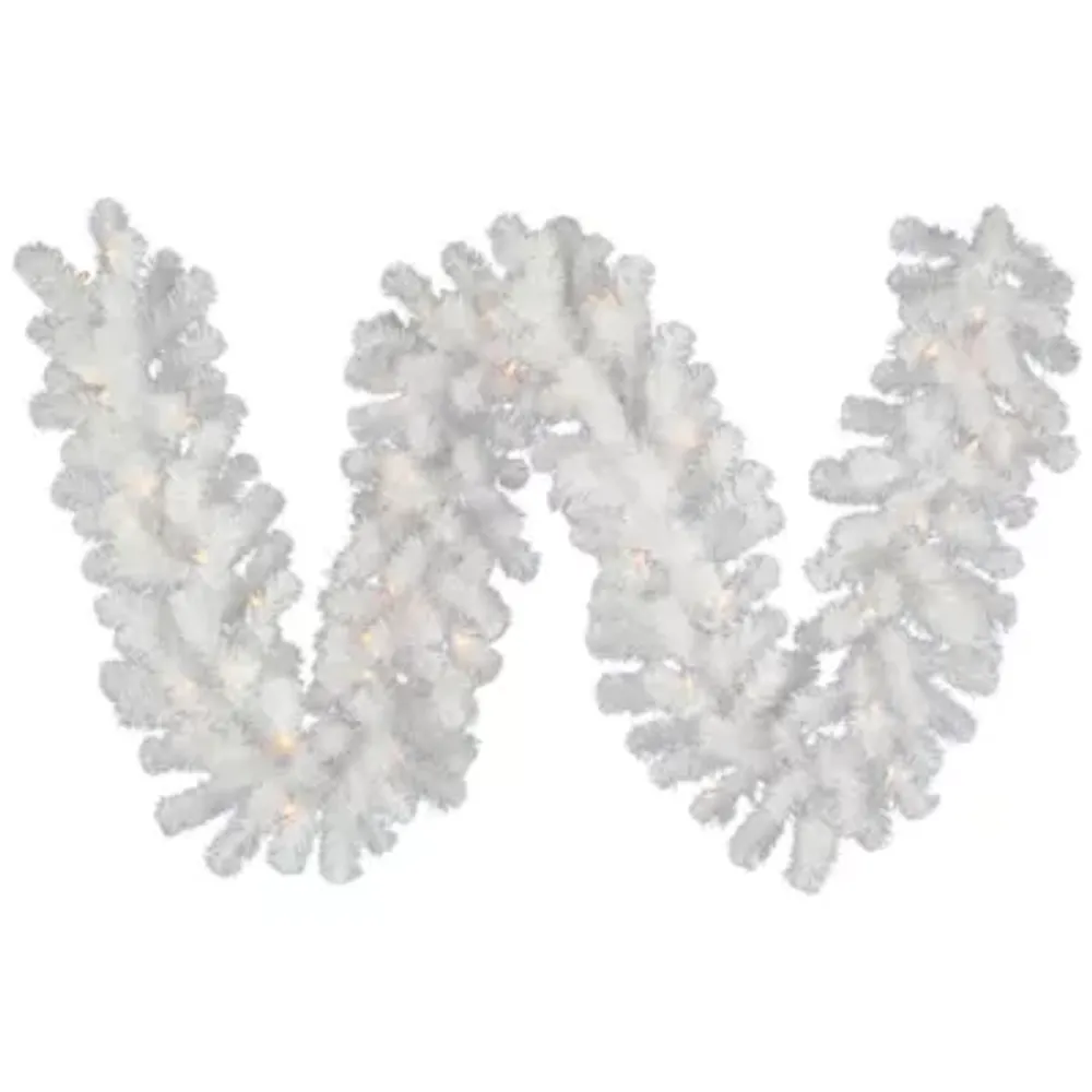 Vickerman 9' Crystal White Spruce Christmas Garland with 50 Warm White Spruce LED Lights