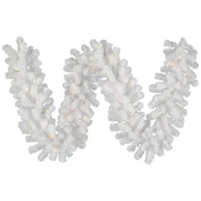 Vickerman 9' Crystal White Spruce Christmas Garland with 50 Warm White Spruce LED Lights