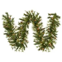 Vickerman 9' Mixed Country Pine Christmas Garlandwith 100 Warm White LED Lights