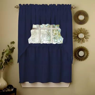 Sweet Home Collection Ribcord Solid Rod Pocket Swag Valance
