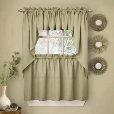 Sweet Home Collection Ribcord Solid Rod Pocket Swag Valance