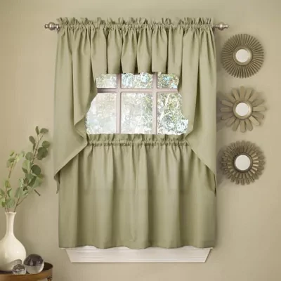 Sweet Home Collection Ribcord Solid Rod Pocket Valances