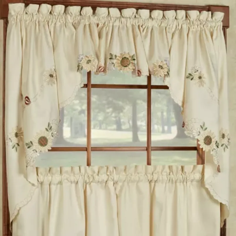 Sweet Home Collection Sunflower Rod Pocket Swag Valance