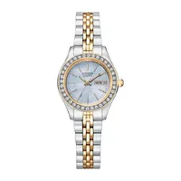 Citizen Quartz Womens Crystal Accent Two Tone Stainless Steel Bracelet Watch Eq0539-56y