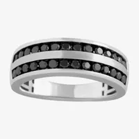 Midnight Black 1 CT. T.W. Mined Diamond 10K White Gold Wedding Band