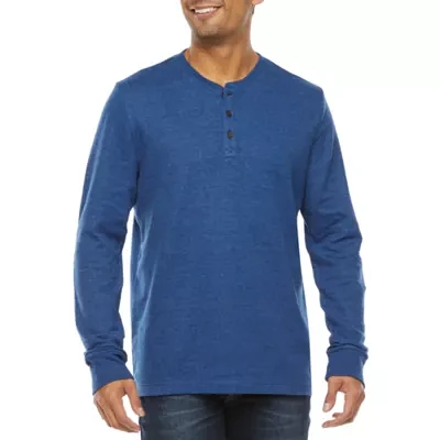 St. John's Bay Super Soft Double Knit Mens Long Sleeve Classic Fit Henley Shirt