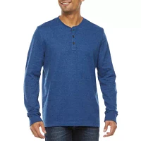 St. John's Bay Super Soft Double Knit Mens Long Sleeve Classic Fit Henley Shirt