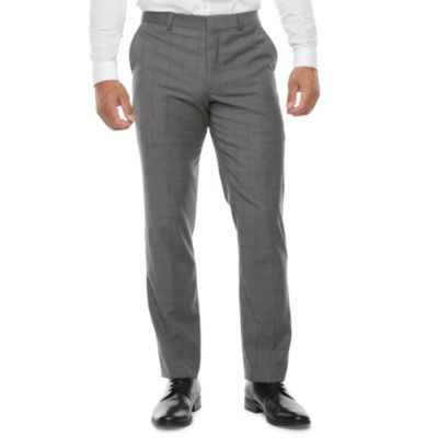J. Ferrar Ultra Comfort Mens Windowpane Slim Fit Flat Front Suit Pant
