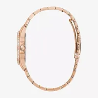 Bulova Womens Crystal Accent Rose Goldtone Stainless Steel Bracelet Watch 98l303