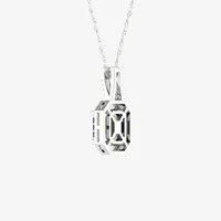 Womens Diamond Accent Genuine Blue Sapphire 10K White Gold Pendant Necklace