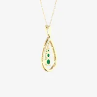 FINE JEWELRY Womens Gemstone & 1/6 CT. T.W. Genuine White Diamond 10K Gold  Pear Pendant Necklace | Plaza Las Americas