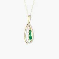 Womens Gemstone & 1/6 CT. T.W. Genuine White Diamond 10K Gold Pear Pendant Necklace