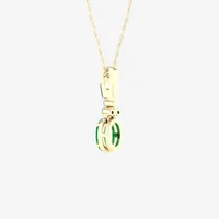 Womens Gemstone & 1/10 CT. T.W. Genuine White Diamond 10K Gold Oval Pendant Necklace