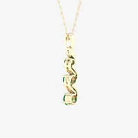 Womens Genuine Green Emerald 10K Gold Pendant Necklace