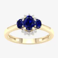 Womens Gemstone & 1/10 CT. T.W. Genuine Diamond 10K Gold Cocktail Ring