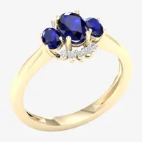 Womens Gemstone & 1/10 CT. T.W. Genuine Diamond 10K Gold Cocktail Ring