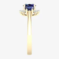 Womens Gemstone & 1/10 CT. T.W. Genuine Diamond 10K Gold Cocktail Ring