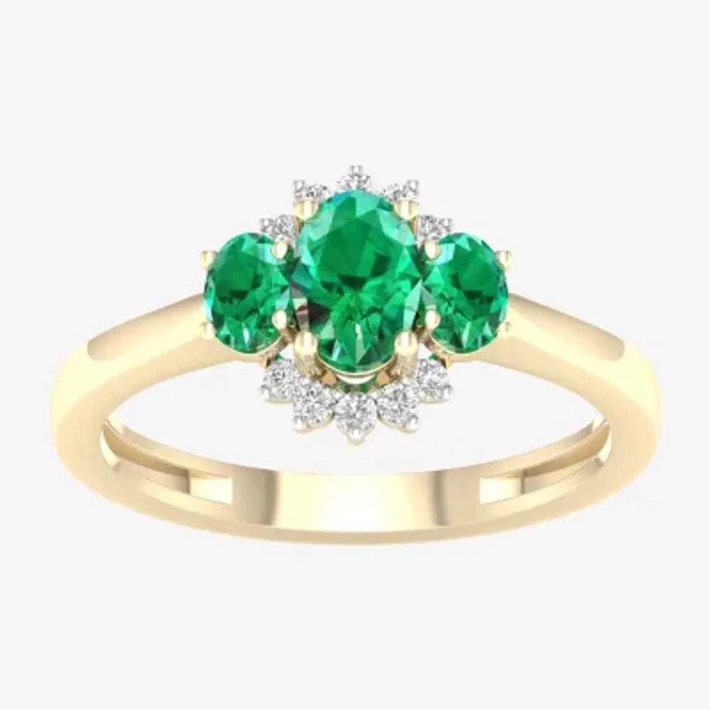 Womens Gemstone & 1/ CT. T.W. Genuine Diamond 10K Gold Cocktail Ring