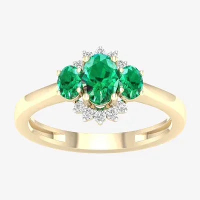 Womens Gemstone & 1/ CT. T.W. Genuine Diamond 10K Gold Cocktail Ring