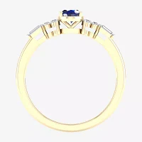 Womens Gemstone & 1/5 CT. T.W. Genuine Diamond 10K Gold Cocktail Ring