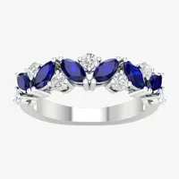 2MM Genuine Blue Sapphire 10K White Gold Band