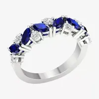 2MM Genuine Blue Sapphire 10K White Gold Band