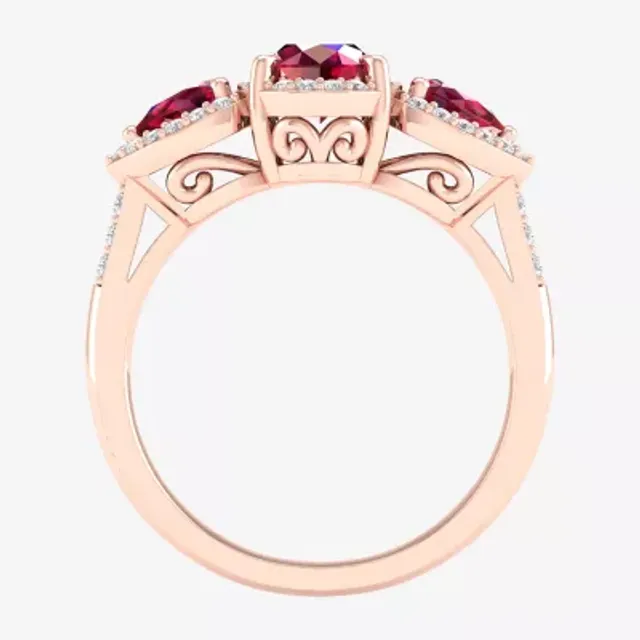 Womens Genuine Pink Sapphire 10K Rose Gold Heart Cocktail Ring - JCPenney
