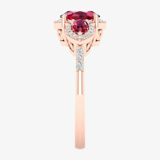 Womens Genuine Pink Sapphire 10K Rose Gold Heart Cocktail Ring - JCPenney