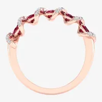 2MM Lead Glass-Filled Red Ruby 10K Rose Gold Band