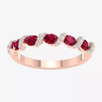 2MM Lead Glass-Filled Red Ruby 10K Rose Gold Band