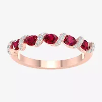 2MM Lead Glass-Filled Red Ruby 10K Rose Gold Band