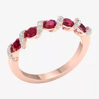 2MM Lead Glass-Filled Red Ruby 10K Rose Gold Band