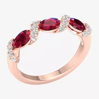 2MM Lead Glass-Filled Red Ruby 10K Rose Gold Band