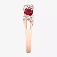 2MM Lead Glass-Filled Red Ruby 10K Rose Gold Band